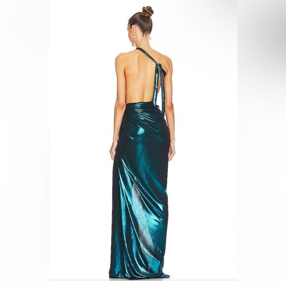 J.Angelique Disa Dress teal metallic knit wrap maxi gown Revolve NWT XS - Picture 4 of 14